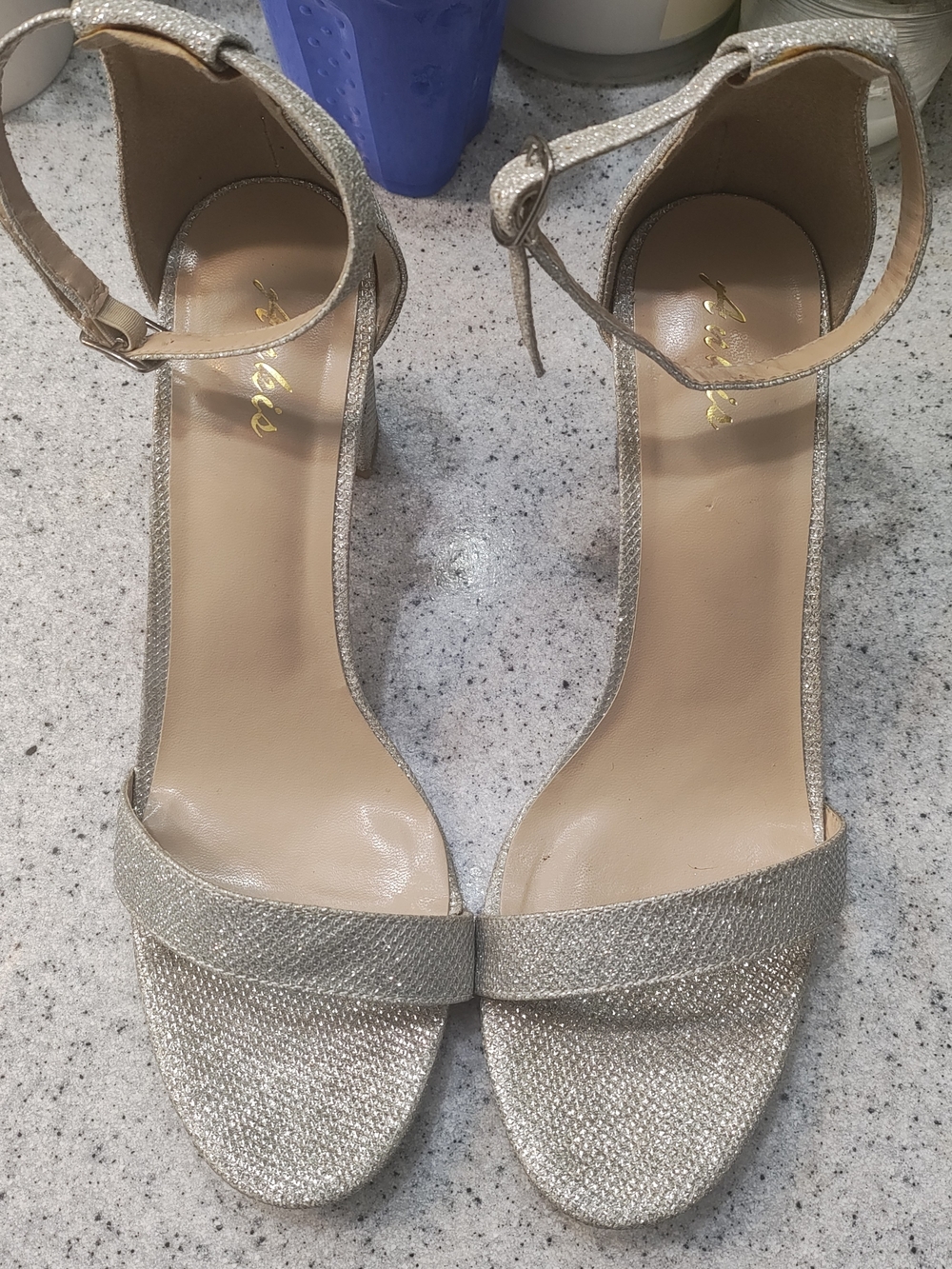 Ankis Women’s Metallic Gold Ankle-Strap Heeled Shoes
